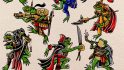 Warhammer 40k frog tattoos by Dan Abreu - frog tau, sister of battle, custodes, commissar, imperial noble