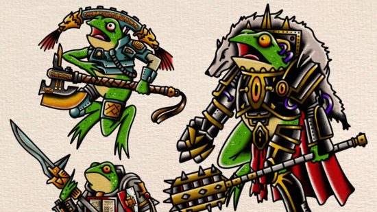 Warhammer 40k frog tattoos by Dan Abreu -