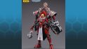 Warhammer 40k Sisters of Battle Paragon Warsuit figure by JoyToy - a 1/18 scale action figure of a Red Armoured Sister of Battle in a military exoskeleton, holding a huge mace and enormous heavy bolter gun