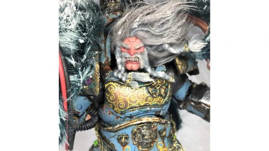 Warhammer 40k Space Marine action figure converted into Logan Grimnar by Christopher Coffey - closeup of face taken from Sabertooth action figure