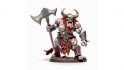 Warhammer fantasy army generated by AI - horned fiend, a yelling horn-headed entity with a huge two-headed axe