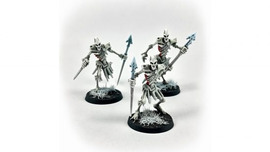 Warhammer fantasy army generated by AI - saltwater revenant, spiky skeletal infantry figures