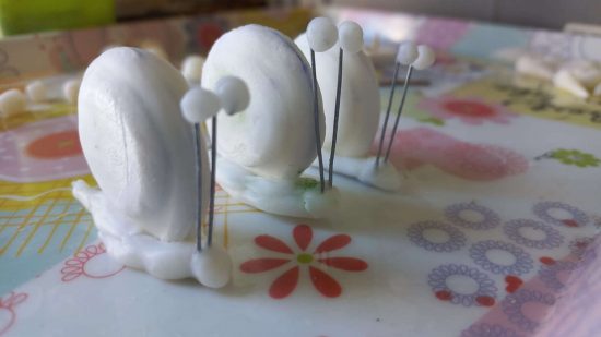 Sponge Bob Warhammer army - WIP of several 'Gary' snails, made from cold porcelain