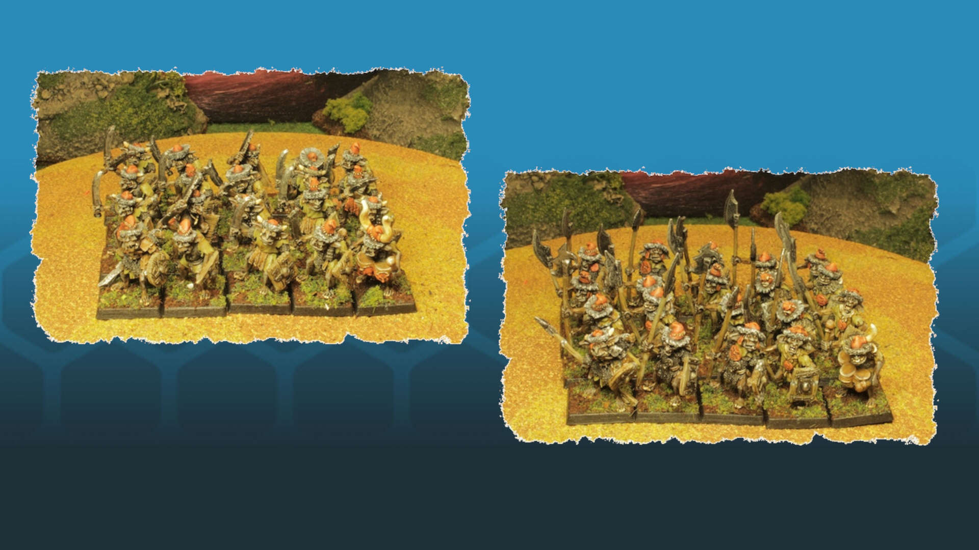 80s Warhammer inspired hobgoblin kickstarter by Oakbound Studio - photographs of two regiments