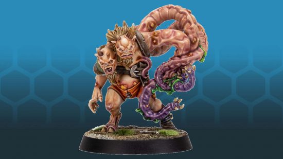 Blood Bowl star player Withergrasp Doubledrool by Games Workshop - a hideous beastman with two heads and tentacles