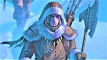 Wizards of the Coast art of a DnD Goliath 5e marching in a winter coat