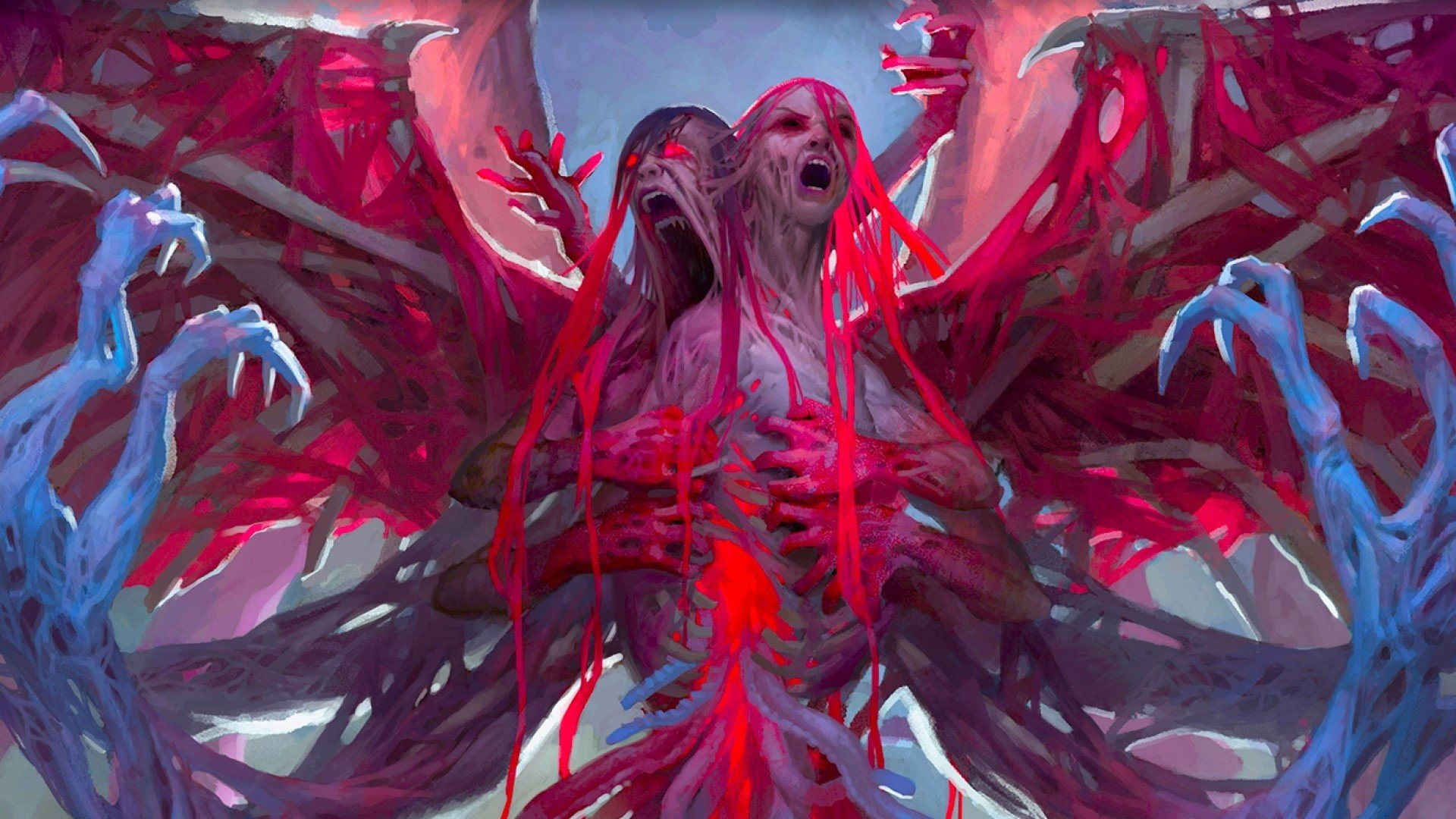 DnD Warlock patrons great old one warlock - artwork of a eldritch being - a fleshy angel with two heads