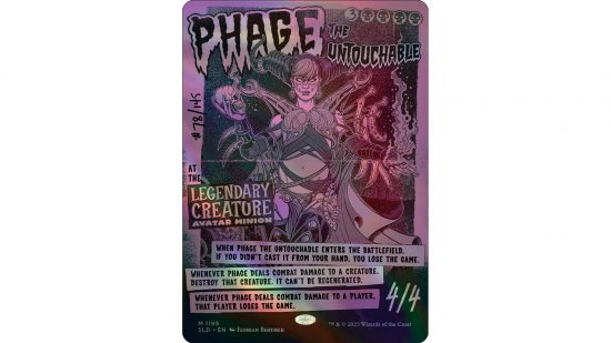 MTG Secret lair card -phase the untouchable card in metal style