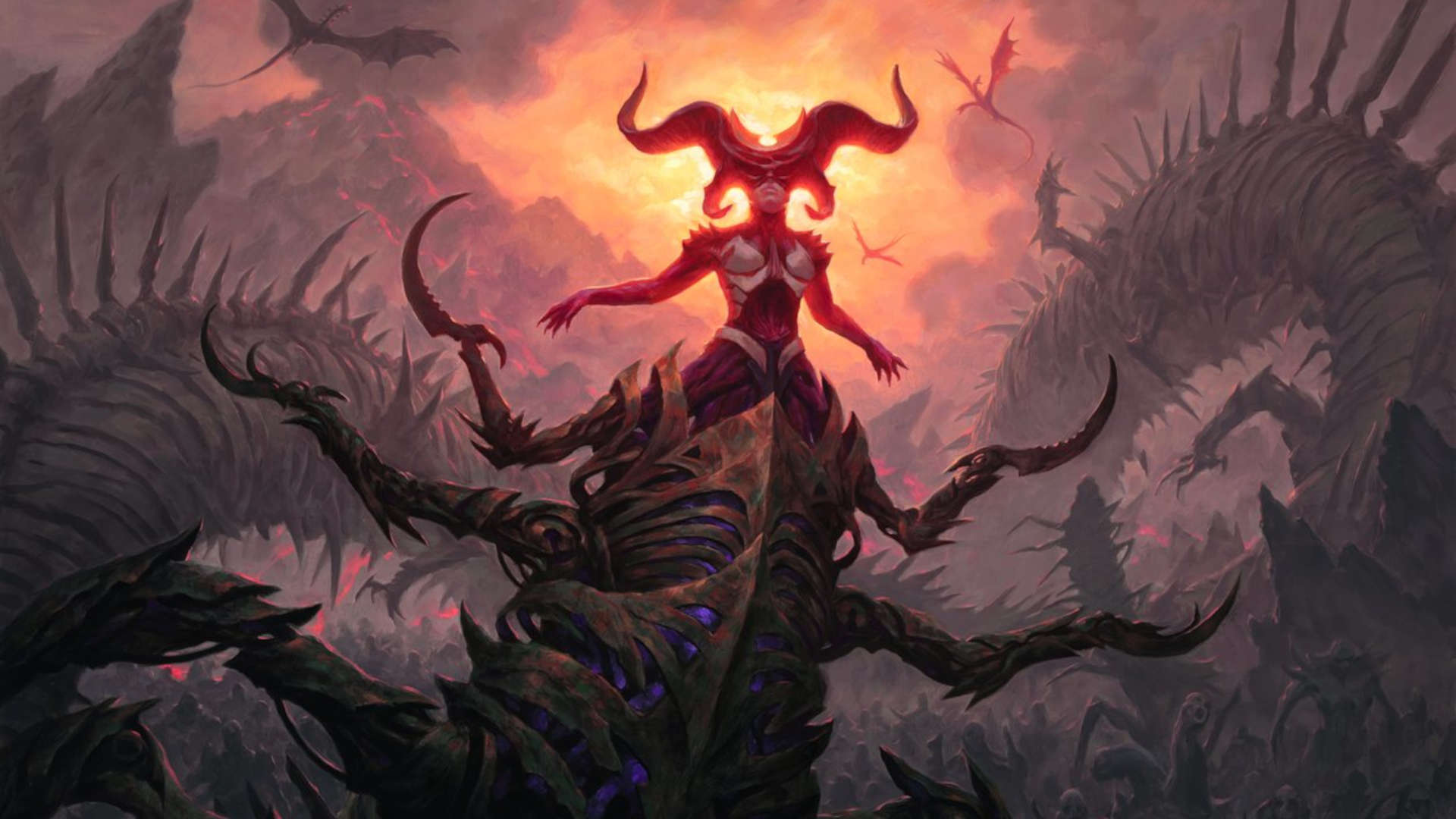 MTG March of the Machines story hints - Sheoldred the Apocalypse art by Chris Rahn