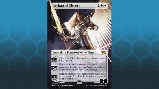 MTG Planeswalker Archangel Elspeth card from March of the Machine - a Magic the Gathering card by Wizards of the Coast for the Planeswalker, Elspeth