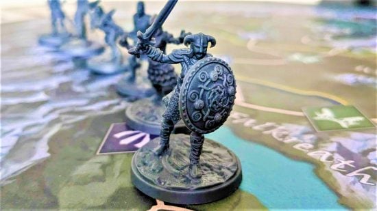 Skyrim board game review photo of the miniatures from Elder Scrolls V: Skyrim the Adventure Game