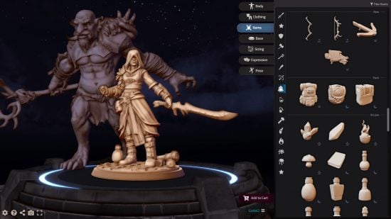 Titancraft website showing two minis being designed