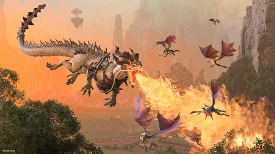 Total War Warhammer 3 - Dragon breathing fire