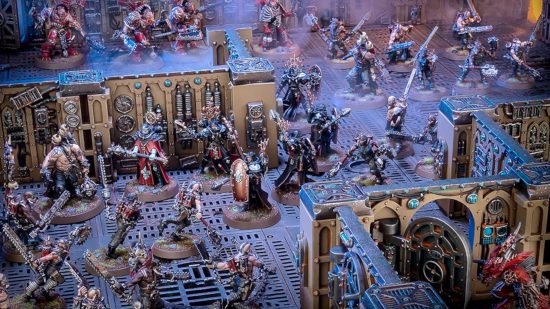 Warhammer 40k 10th edition revealed, coming Summer 2023 - Warhammer Community image showing World Eaters and Adepta Sororitas models battling in a Boarding actions game