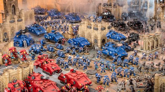 Warhammer 40k 10th edition revealed, coming Summer 2023 - Warhammer Community image showing a huge force of Space Marines from the Ultramarines, Blood Angels, and Dark Angels chapters