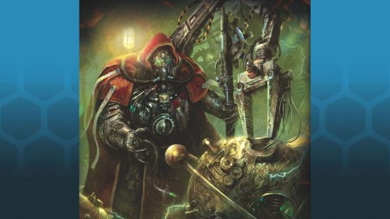 Warhammer 40k Imperium Maledictum supplements - Adeptus Mechanicus Tech Priest illustration by Fantasy Flight Games from the Dark Heresy supplement The Lathe Worlds