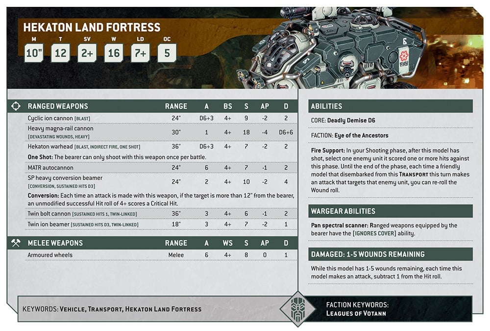 Warhammer 40k Leagues of Votann Hekaton land fortress for 10th edition