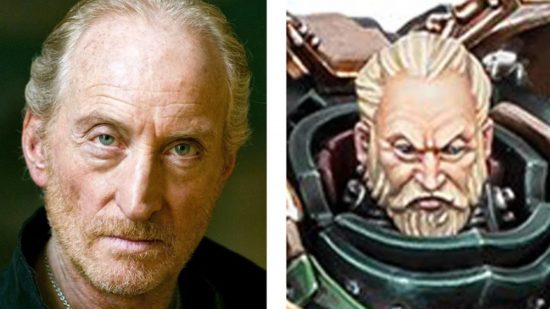 Warhammer 40k Lion model compared to Tywin actor Danse