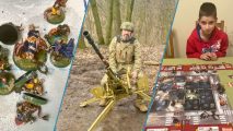 Warhammer board game connects father and son separated by war in Ukraine - photos by Oleh Smochkov of a game of Blood Bowl, himself manning an anti-air rifle, his son playing Zombicide