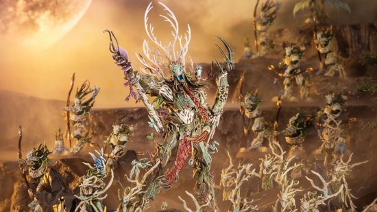 Warhammer stores to trial plastic recycling - an army of Sylvaneth treepeople led by a roaring Treelord ancient