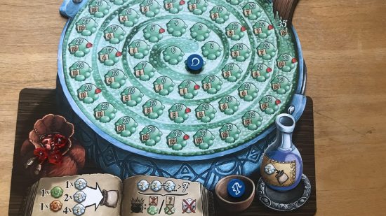 Cauldron board from Quacks of Quedlinburg, one of the best board games