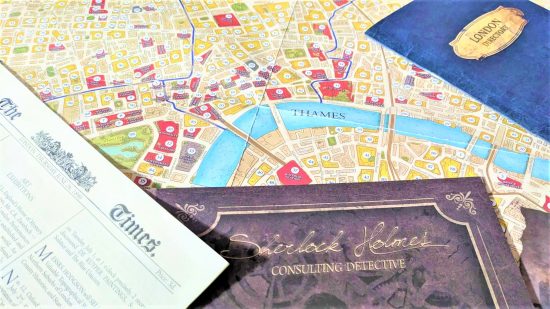 Map and handouts from Sherlock Holmes Consulting Detective, one of the best couples board games