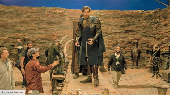 DnD movie practical effects - Paramount Pictures image of Chris Pine being directed on the set of Dungeons and Dragons: Honor Among Thieves