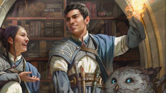 DnD and MTG artwork showing students in a magic school