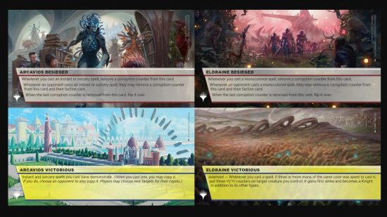 MTG March of the Machine cards featuring Arcovius and Eldraine