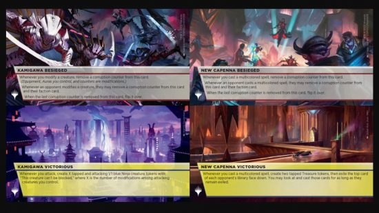 MTG March of the Machine cards featuring Kamigawa and New Capenna