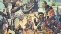 Pathfinder Core Rulebook - artwork of a load of pathfinder characters around a table