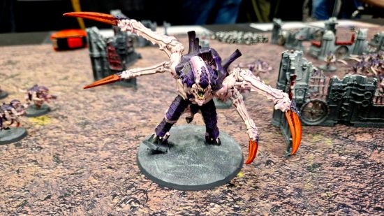 Warhammer 40k 10th Edition gameplay demo - author photo from the Warhammer Fest Gameplay demo showing the new Tyranid Screamer Killer model on the tabletop