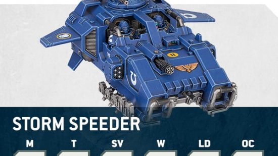 Warhammer 40k 10th edition boosts vehicle tougness - Games Workshop photo and statline for a Storm Speeder