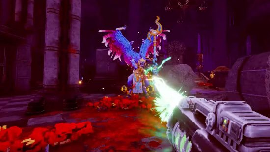 Warhammer 40k Boltgun developer's retro inspirations - screenshot, fighting a Lord of Change