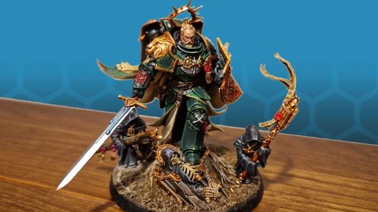 Denand for the new Warhammer 40k Lion El'Jonson model crashed the GW webstore; painted model, a superhuman knight in green armour