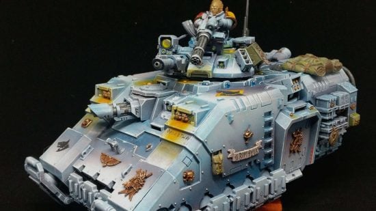 Warhammer 40k Space Marines - a Space Wolves Primaris Repulsor tank, painted by Nerodine