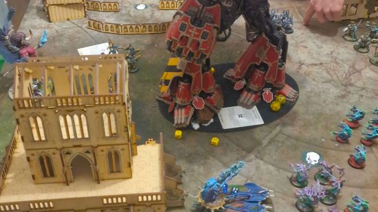 David Urwin's Warhammer 40k Warlord Titan, bought with refunds from Google Stadia, fighting Thousand Sons