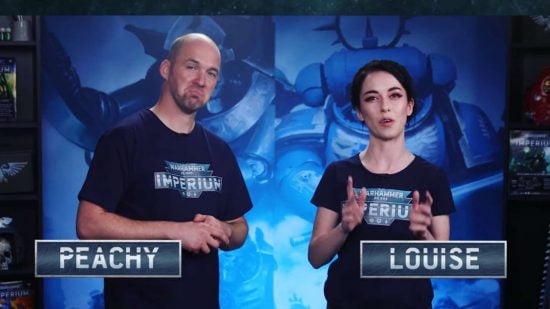 Screenshot of Warhammer TV presenters Louise Sugden and Chris Peachy