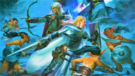 DnD Digital simplicity - Wizards of the Coast art of a human fighter and elf ranger battling goblins