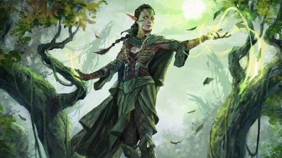 MTG Nissa in a forest channelling nature magic.