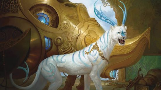 Magic the gathering - A white and blue striped tiger with blue antlers