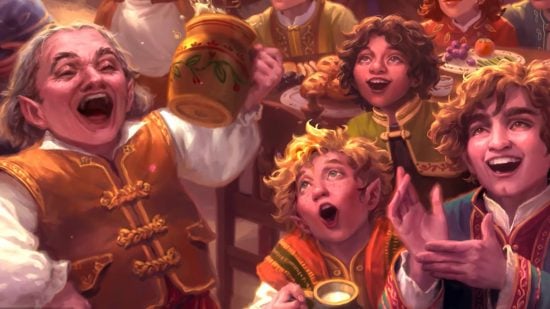 MTG Lord of the Rings - a part with hobbits listening in awe to Bilbo Baggins