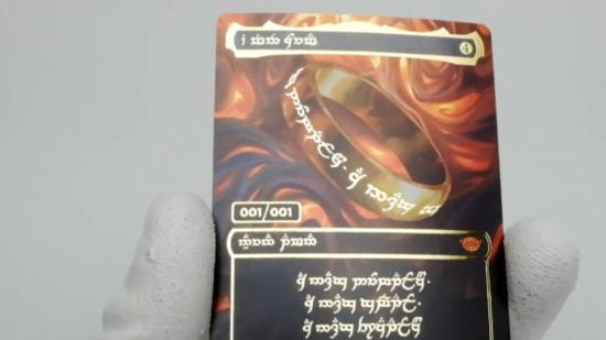 MTG Lord of the Rings card held by a white (protective) glove