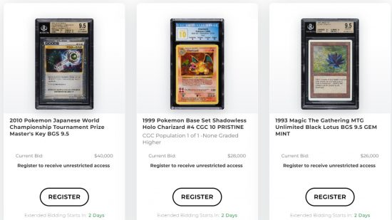 MTG Pokemon card auction on PWCC website