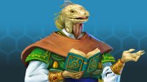 Pathfinder Howl of the Wild preview - Paizo art of Baranthet, the lizardfolk naturalist