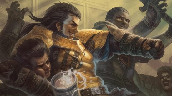 Pathfinder vs DnD - Paizo art of a Fighter in a bar brawl