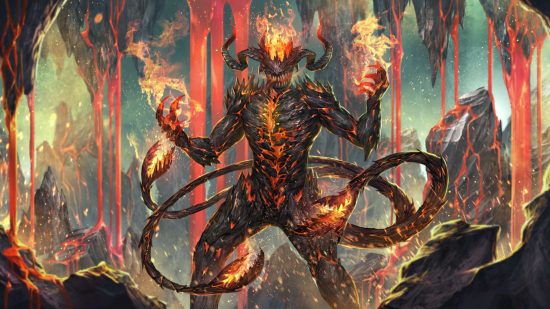 Art of a fire demon from Phageborn, an online TCG like MTG Arena