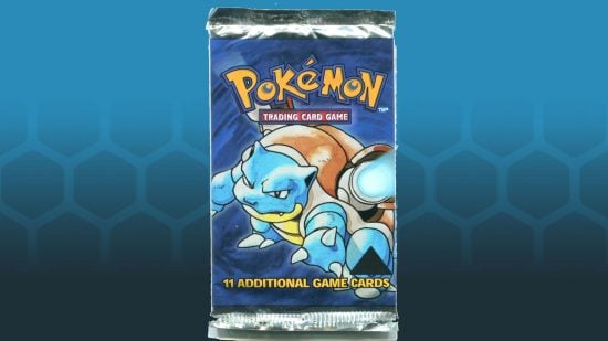 Rare Pokemon cards - Base Set Black Triangle booster pack with Blastoise on the front
