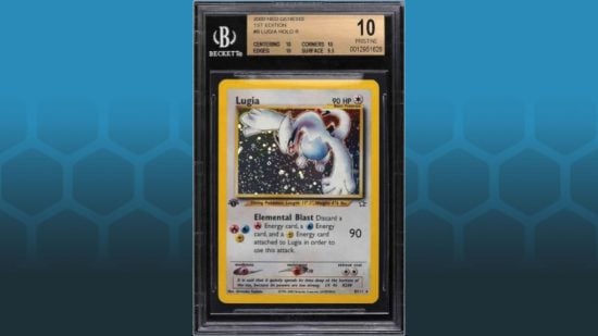 Holographic Lugia Neo Genesis First Edition, one of the most rare Pokemon cards