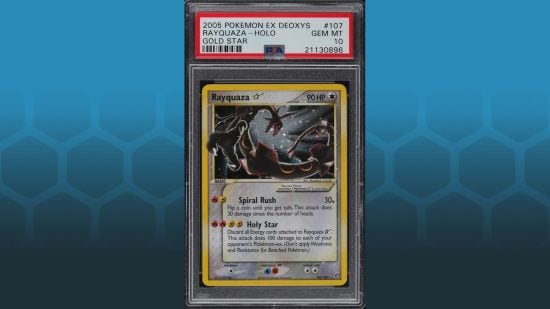 Rayquaza Gold Star, one of the most rare Pokemon cards of all time